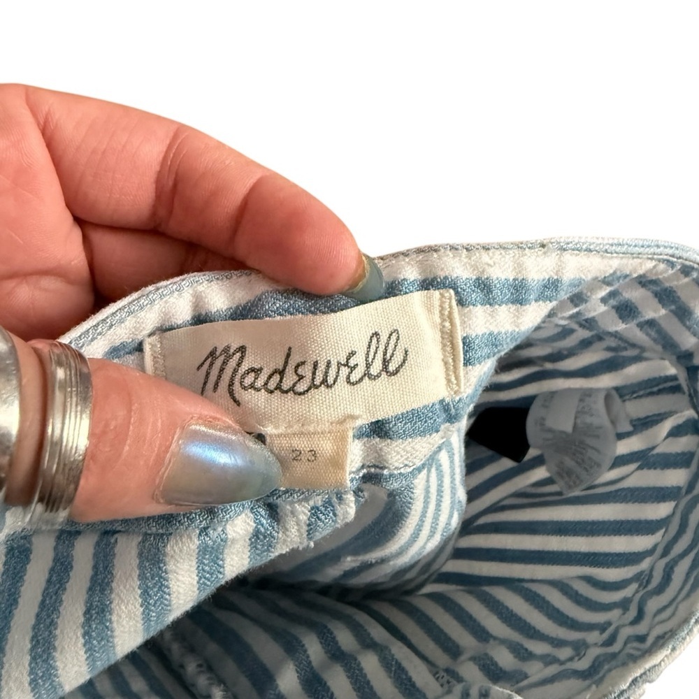Madewell Pinstripe Blue and White Striped Shorts - Picture 3 of 9